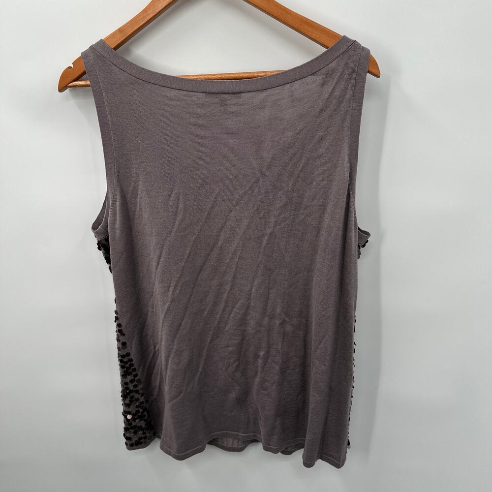 EILEEN FISHER Sequined Fine Merino Knit Lavender Sleeveless Sweater Top // XL - Picture 10 of 11